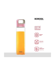 Borosil 550ml Neo Glass Water Bottle, BVUNEPNK550, Pink
