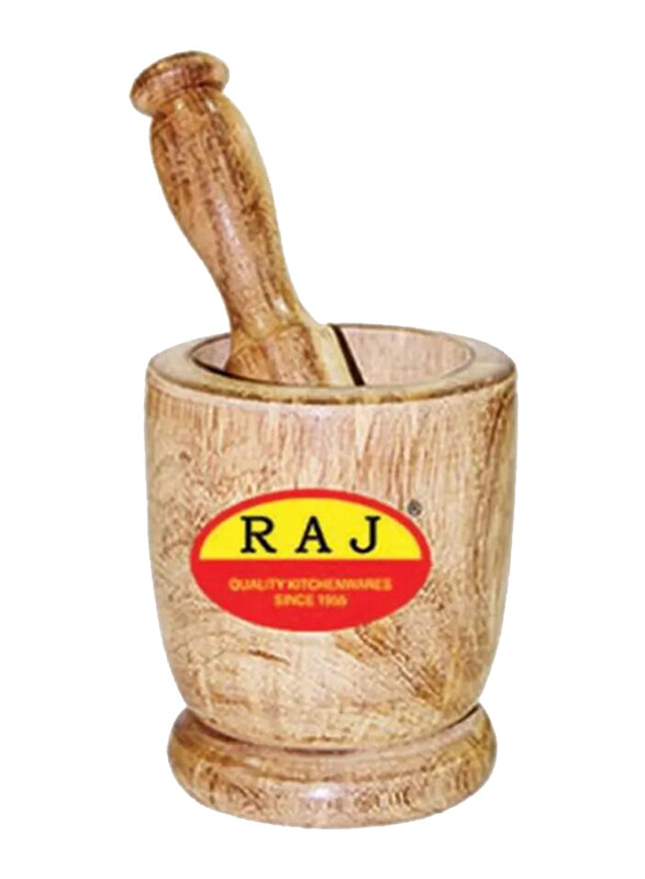 

Raj Wooden Mortar & Pestle Set, 10 x 10cm, Brown