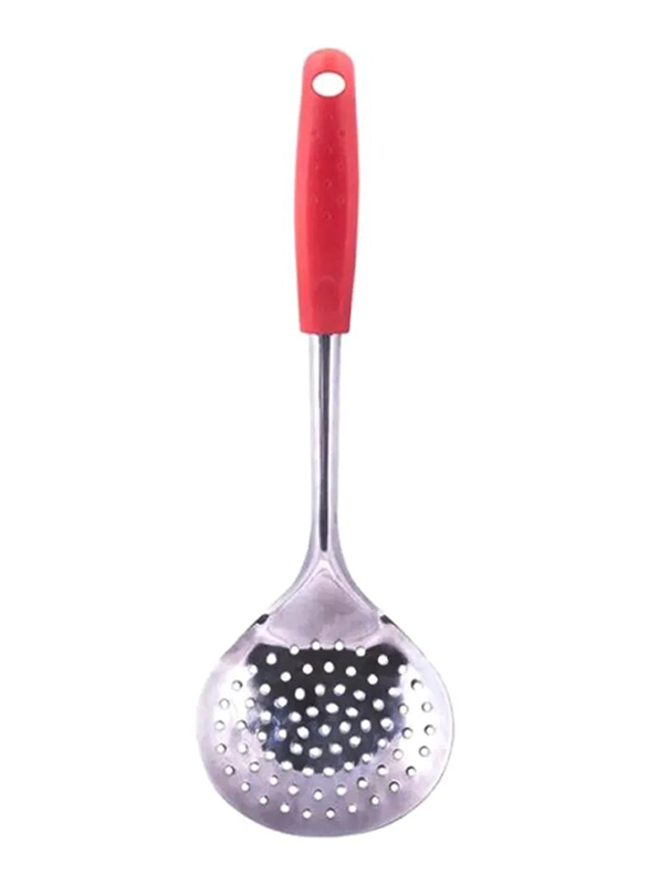 Raj 35cm Stainless Steel Skimmer, Silver/Red