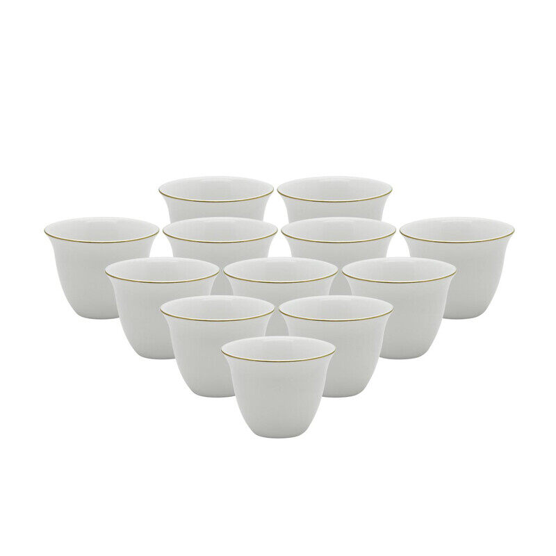 PEARL CERAMIC WHITE CAWA CUP W/GOLD LINE, P00002, 12 PCS SET