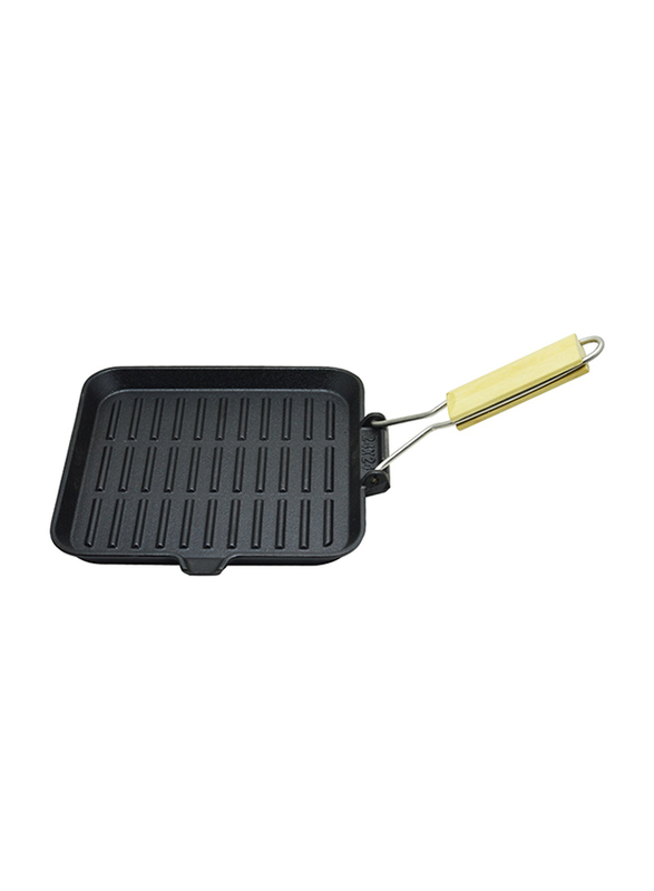 Kitchen Master 24cm Cast Iron Grill Pan, COST16, Black