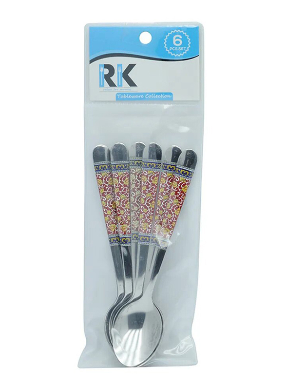 RK 6-Piece Stainless Steel Spoon Set, RK0077, Silver/Red