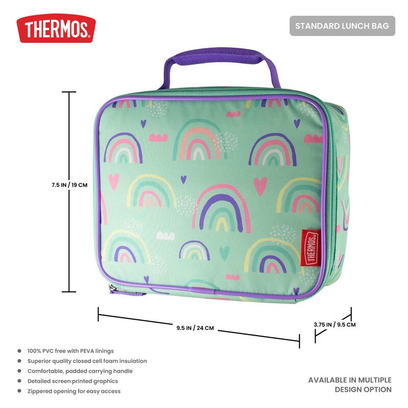 THERMOS STANDARD REUSABLE LUNCH BAG RAINBOWS, N136403, INSULATED TRAVEL BAG, LUNCH INSULATED TRAVEL BAG, INSULATED INSULATED TRAVEL BAG