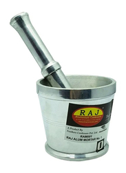Raj Aluminium Mortar And Pestle Set, 8 x 9.5cm, Silver