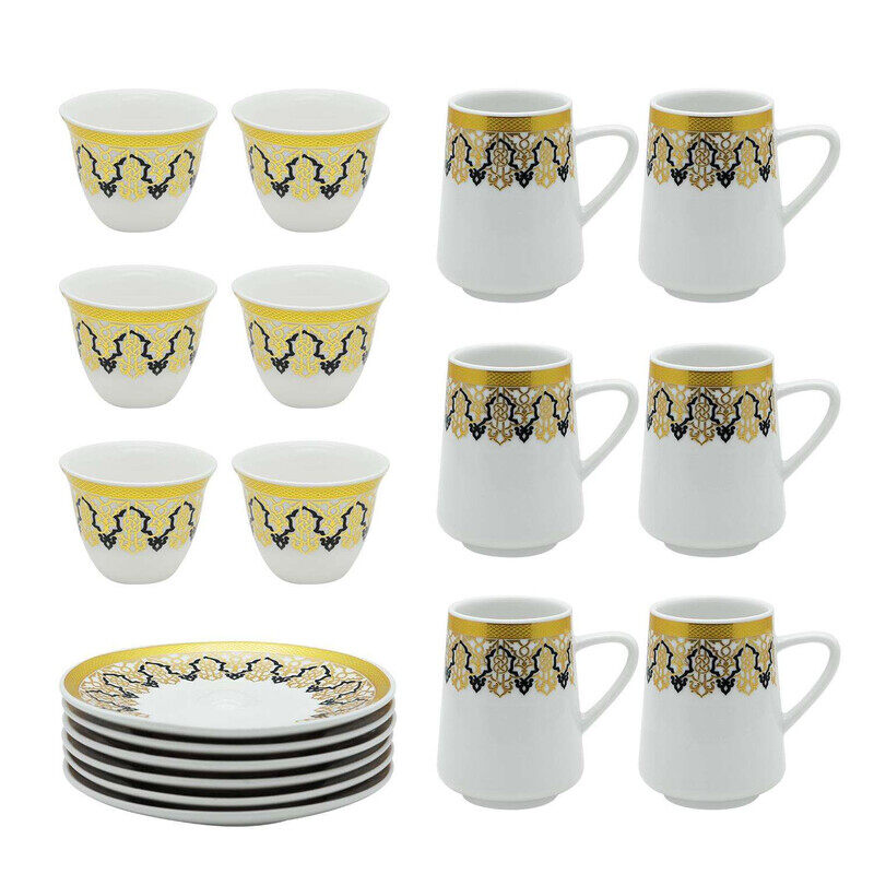 PEARL CERAMIC GOLD CAWA CUP AND SAUCER, P00011, 18 PCS SET, 90ML