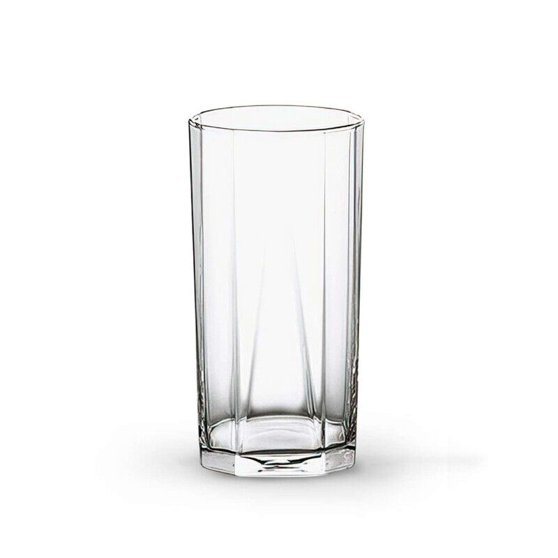 

OCEAN PYRAMID LONG DRINK GLASS SET OF 6, HIGH BALL GLASS, WATER JUICE COCKTAIL , 380ML