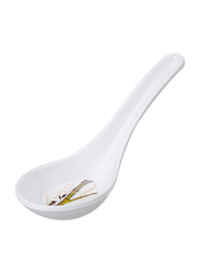 Dinewell 13.5cm Green Bamboo Melamine Soup Spoon, DWS5111GB, White