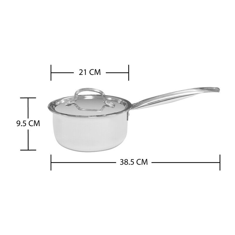 VINOD PLATINUM TRIPLY STAINLESS STEEL SAUCEPAN WITH LID  2.2 LITRES 18 CM , VTS018,  INDUCTION & GAS FRIENDLY, HEAVY BOTTOM