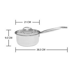 VINOD PLATINUM TRIPLY STAINLESS STEEL SAUCEPAN WITH LID  2.2 LITRES 18 CM , VTS018,  INDUCTION & GAS FRIENDLY, HEAVY BOTTOM