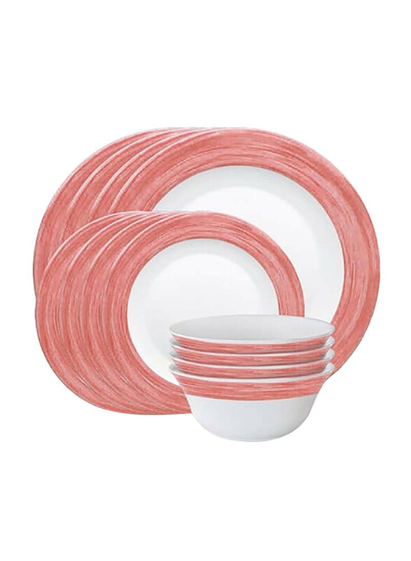 

Borosil 12-Piece Larah Plano Opalware Round Dinner Set, 12DSPL01-R, Multicolour