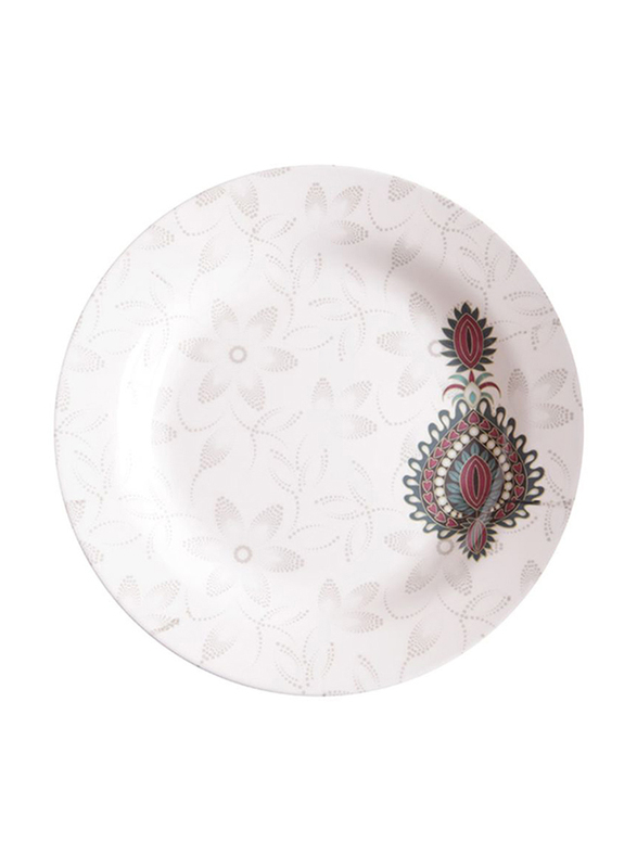 Dinewell 10.5-inch Jewels Melamine Soup Plate, DWSP001JW, White/Red