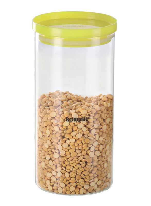 Borosil Food Storage Jar, 19.6cm, Clear/Yellow