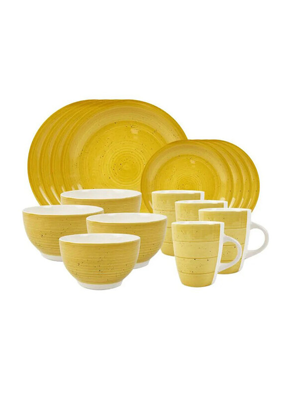 

Raj 16-Piece Porcelain Cosmic Dinner Set, 28cm, Yellow