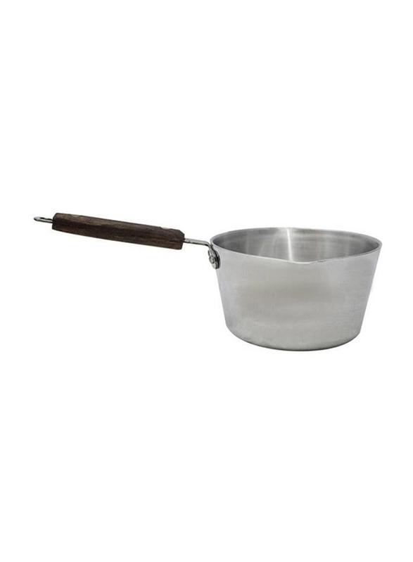 Raj 20.5cm Aluminium Milk Pan with Wooden Handle, RKMP08, 20.5x11 cm, Silver