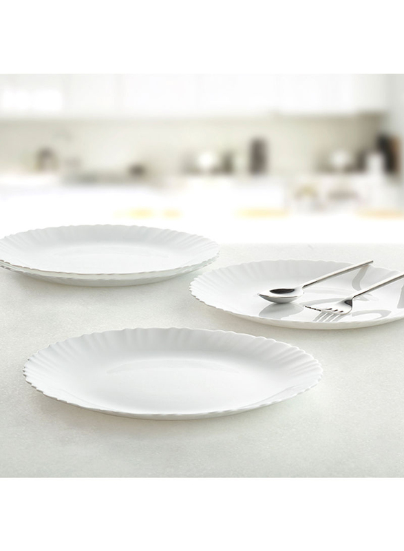 Borosil 27cm Larah Opalware Round Dinner Plate, 11FPFLPW, White