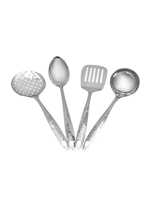 Raj 4-Piece Stainless Steel Kitchen Tool Set, Silver