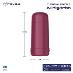 TERMOLAR MINIGARBO GLASS VACUUM BOTTLE , PORTABLE BOTTLE , INDOOR AND OUTDOOR USE , EASY TO CLEAN DEEP PINK 250 ML, TR57845