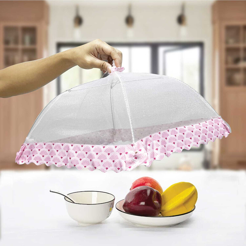 RAJ STYLISH SQUARE NYLON FOOD COVER FOOD COVER NET MESH SCREEN FOOD COVER FOR OUTDOOR FOOD PROTECTOR COLLAPSIBLE UMBRELLA FOR FOR FOOD OUTDOOR BBQ PICNIC 12" ASSORTED COLOUR