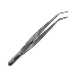 KITCHEN MASTER STAINLESS STEEL GARNISH TWEEZER BENT, 6 , RBS014, BENT PLATING TWEEZERS, BENT DECORATING TONGS, BENT CHEF'S TWEEZERS