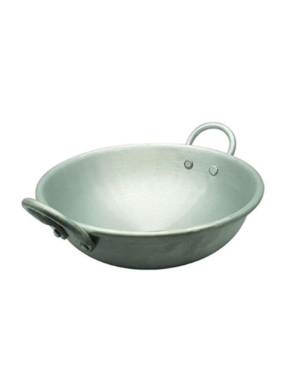 

Raj 27cm Aluminium Kadai Cooking Pot Stir-fry Pan, RKWK10, Silver