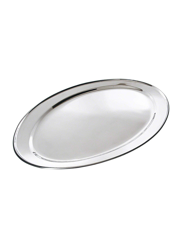 Raj 30cm Steel Oval Serving Tray, OT0030, 21.5x30 cm, Silver