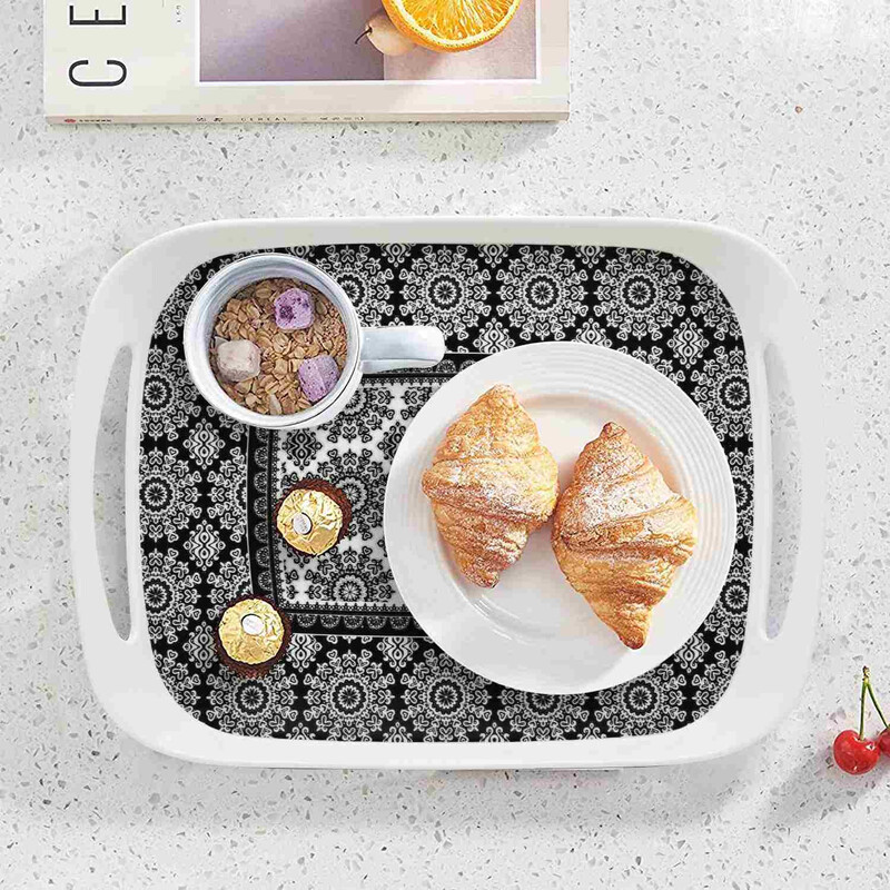RK COMFORT TRAY SMALL BLACK ABSTRACT, DWT1024BAB, 12.25" x 9"