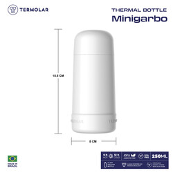 TERMOLAR MINIGARBO GLASS VACUUM BOTTLE, PORTABLE BOTTLE, INDOOR AND OUTDOOR USE, EASY TO CLEAN WHITE 250 ML, TR57843