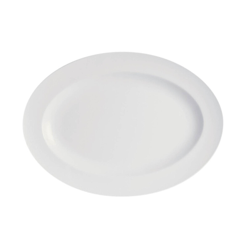 BARALEE SIMPLE PLUS WHITE OVAL RIM PLATE, 091281A, 46 CM (18 1/8")