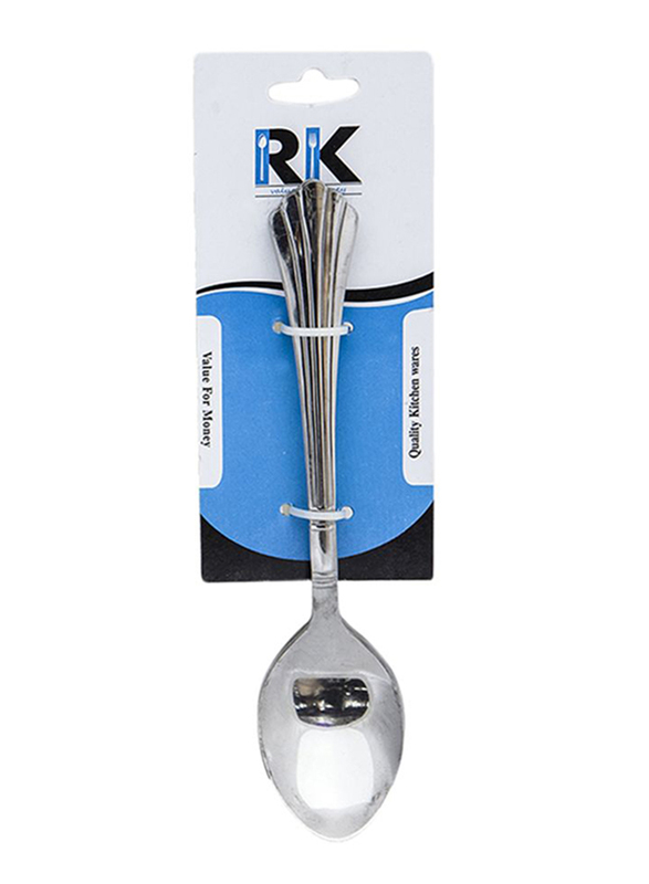 Raj 6-Piece Stainless Steel Onida Dessert Spoon Set, RK0037, Silver