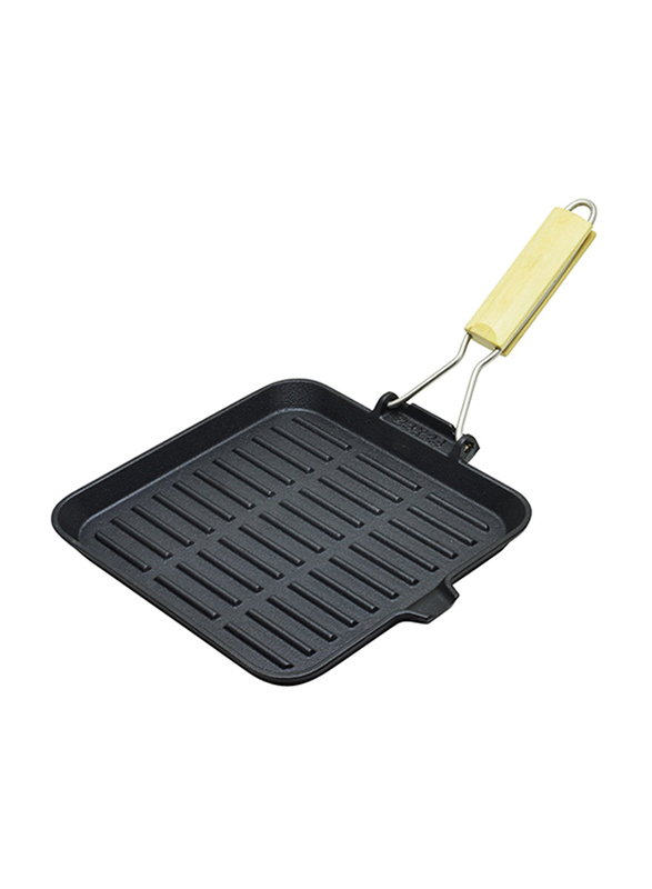 Kitchen Master 24cm Cast Iron Grill Pan, COST16, Black