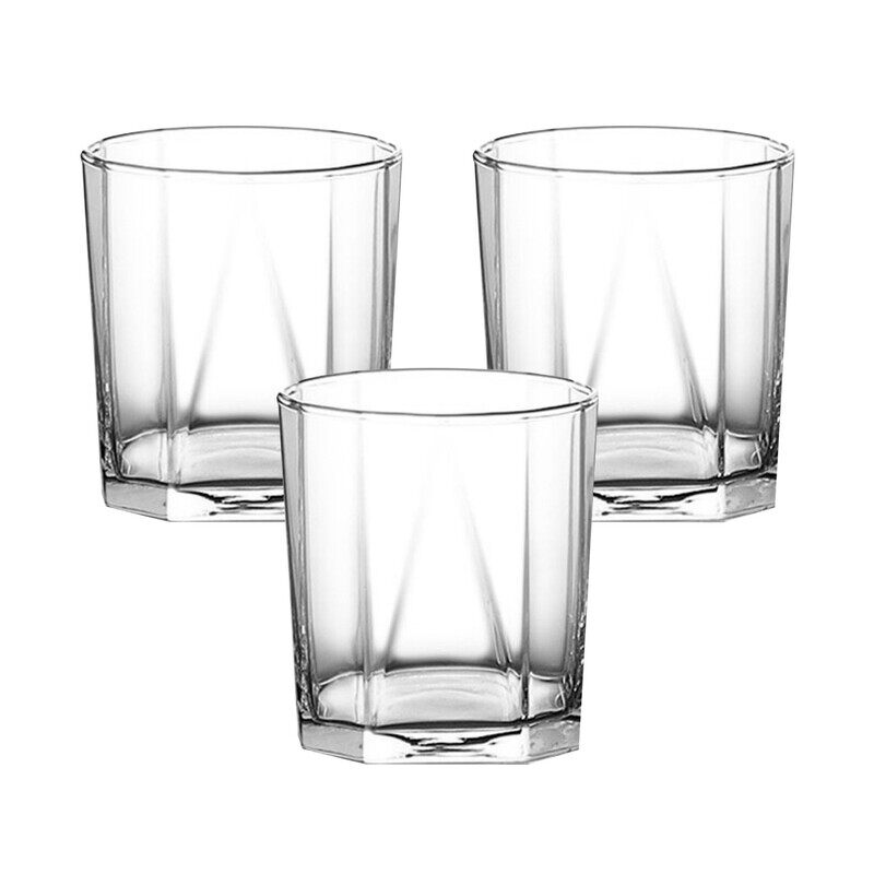 

OCEAN PYRAMID ROCK 3 PCS SET 260 ML, B0230903, Double Rock Glass, Lowball Glass, Water Glass, Whiskey Glass