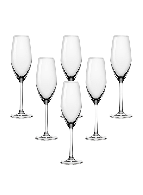 Ocean 6-Piece 210ml Sante Flute Champagne Glass Set, 026F07, Clear
