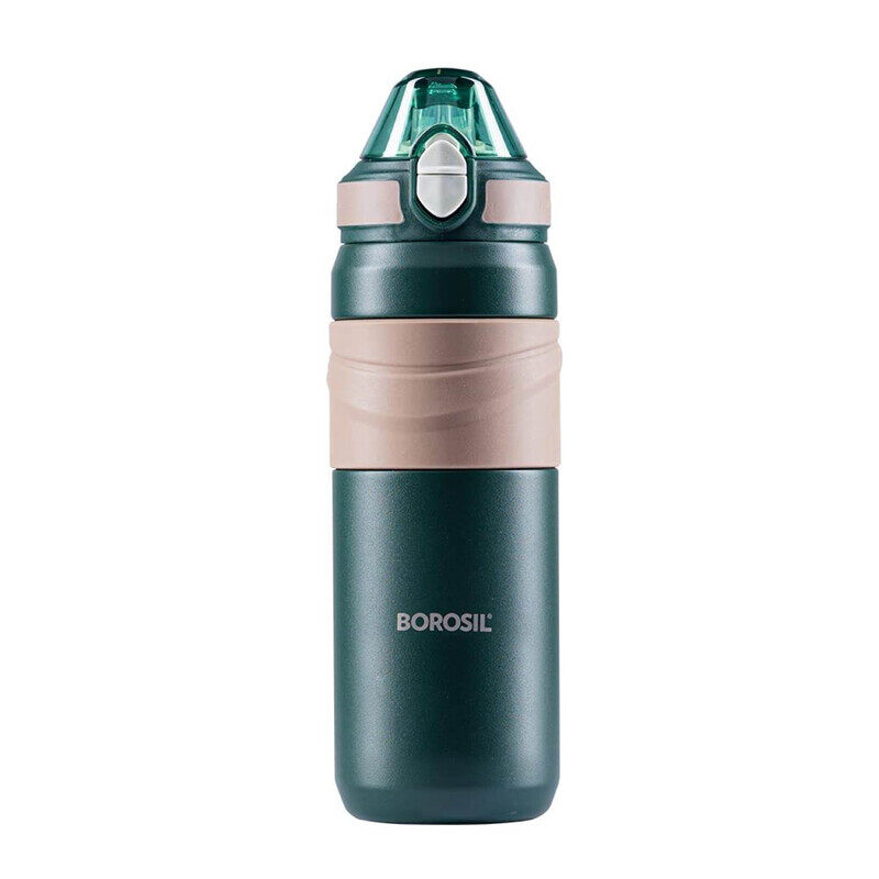 

Borosil 560ml Vacuum Insulated Copper Coated Inner Adventure Sipper Water Bottle, B0560TI02, Black/Orange