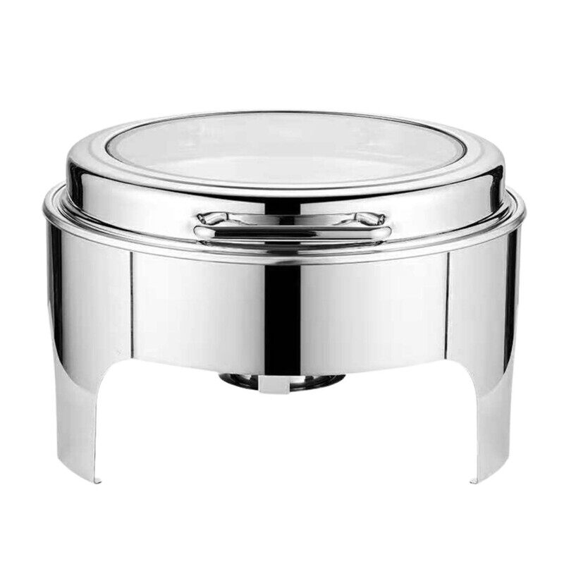 

CHEFSET STAINLESS STEEL HYDRAULIC ROUND CHAFING DISH 6LTR GLASS LID, HR4570