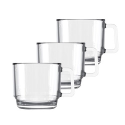 OCEAN STACK NOIR 3 PCS SET 485 ML, P0034103, Espresso Cup, Tea & Coffee Cup, Cappuccino Cup, Latte Glass