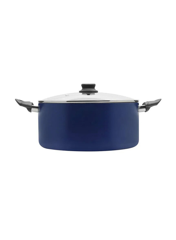 Raj 20cm Non-stick Induction Cooking Pot with Glass Lid, Blue