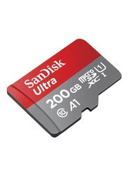 Sandisk 200GB Ultra MicroSDHC 120MB/s Memory Card, Grey/Red