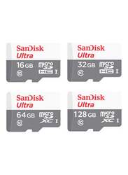 Sandisk 16GB Ultra MicroSDHC UHS-I Class 10 Memory Card, White/Grey
