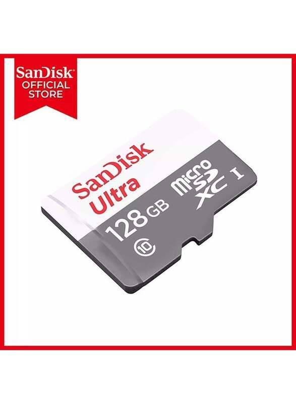 Sandisk 128GB Ultra MicroSDXC Memory Card, White/Grey