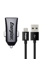 Energizer 5W Classic 1A Fast Charging Compact Car Charger With USB Type-A to Micro USB Cable, DCA1ACMC3, Black