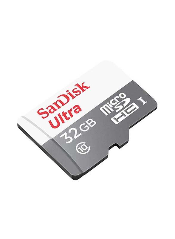 Sandisk 32GB Ultra MicroSDHC UHS-I 80MB/s Memory Card, White/Grey