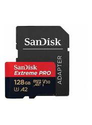 SanDisk 128GB Extreme Pro MicroSDXC + SD Adapter + Rescue pro Deluxe A2 C10 V30 UHS-I U3 Memory Card, 170MB/s, Black/Red