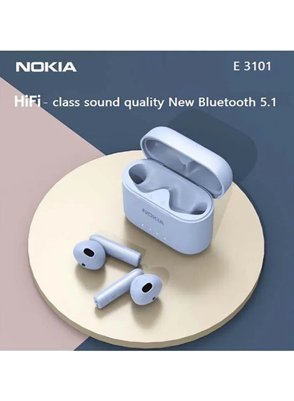 Nokia E3101 Wireless/Bluetooth In-Ear Noise Cancellation Sports Earbuds with Mic, Blue
