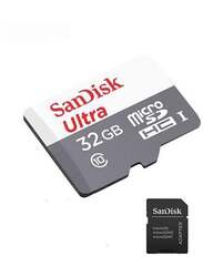 Sandisk 32GB Ultra MicroSDHC UHS-I Memory Card, White/Grey