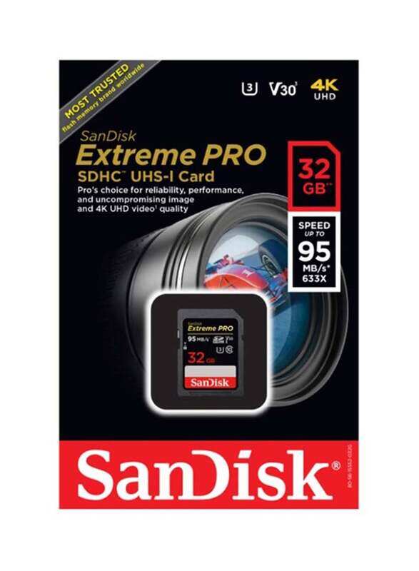 

Sandisk 32GB Extreme Pro SDHC Memory Card, Black
