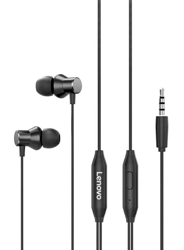 Lenovo HF130 3.5mm Jack In-Ear Earphones with Mic, Black