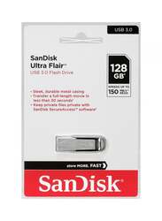 Sandisk 128GB Ultra Flair USB 3.0 Flash Drive 150MB/s Read, Black/Silver