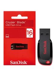SanDisk 16GB Cruzer Blade SDCZ50-016G-B35 USB 2.0 Flash Drive, Black/Red