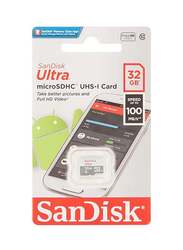 Sandisk 32GB Ultra MicroSDHC UHS-I Class 10 Memory Card, White/Grey