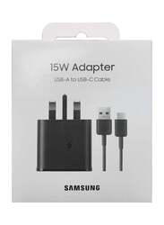 Samsung 15W Fast Charge Travel Adapter With USB Type-A To USB Type-C Cable, EP-TA200NBEGGB, Black